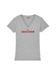 T-shirt col V - Saucisson - Femme - 3