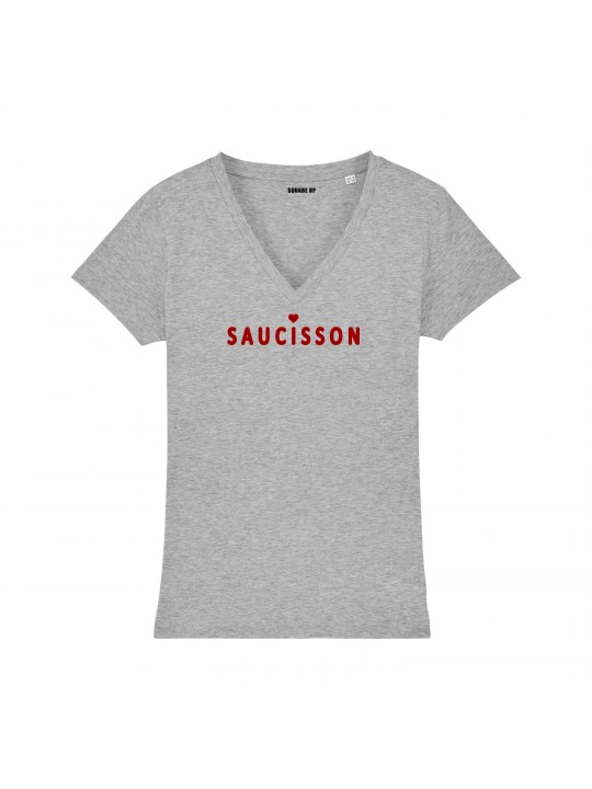 T-shirt col V - Saucisson - Femme - 3