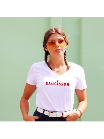 T-shirt col V - Saucisson - Femme - 1