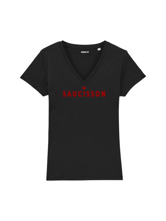 T-shirt col V - Saucisson - Femme - 4