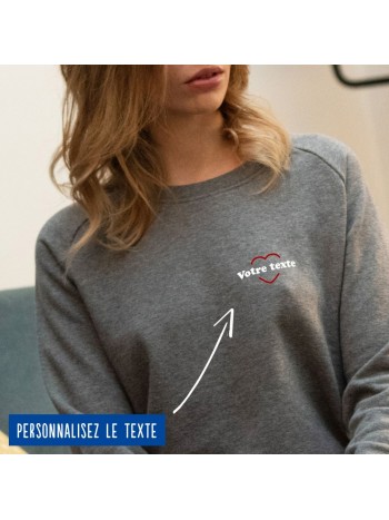 Sweatshirt Femme coeur rouge personnalisé - 1
